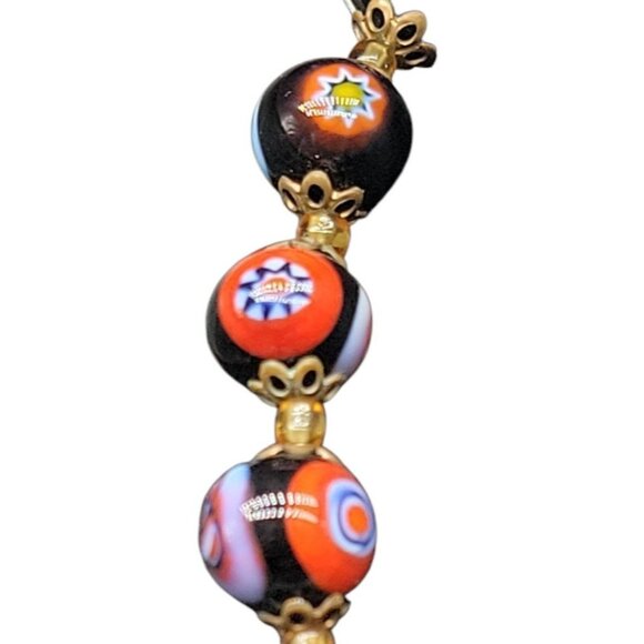 Handpainted Millefiori Pearl Necklace 23" Graduated Sizes Iconic Italian Design - Picture 15 of 16